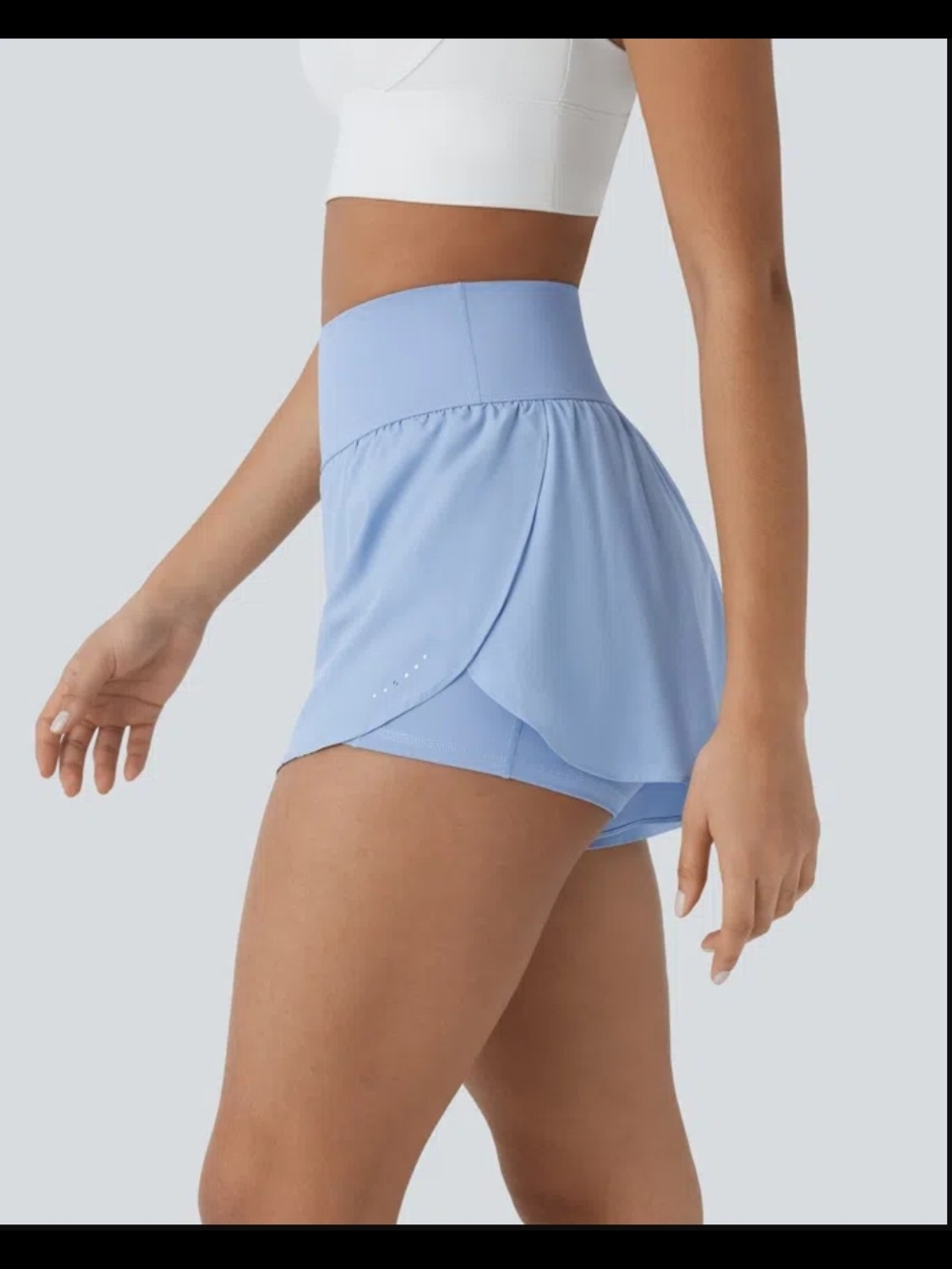 NWOT XL HALARA Light Blue High-Waist Shorts with Inner biker shorts.